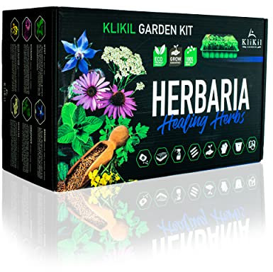 KliKil Kit Cultivo Hierbas medicinales - Herbaria regalos originales para hombre kit plantas curativo medicinal con 6 variedades de flores para infusiones y decocciones - regalos mujer