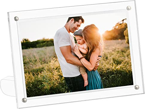 CECOLIC Cadre photo en acrylique transparent 10 x 15 cm, cadres photo magnétiques, présentoir de cartes postales sans cadre pour afficher les photos des amis de la famille (lot de 1)