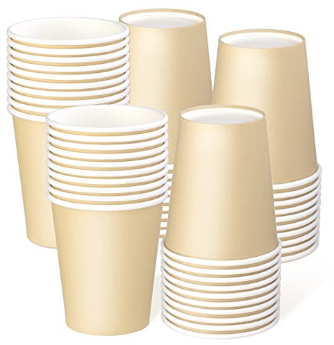 Lot de 50 Gobelets en Carton Bio 227 ml - Jetables, Résistants à Emporter pour Thé et Boissons Chaudes (Kaki)