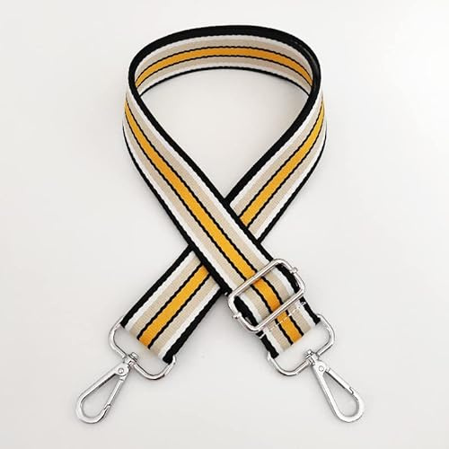 PTNKUIIY Verstellbarer Taschengurt Streifen Muster 3.8cm Breiter Taschengurt Umhängegurt 80-130cm Schulterriemen für Damen und Herren, Mädchen DIY Zubehör für Tasche Handtaschen DIY Zubehör,Gelb