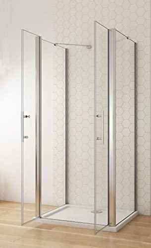 Acezanble Duschkabine U-FORM Duschabtrennung U-Kabine 70x90x90cm Dusche Duschtür 6mm Nano Glas Drehtür H195cm