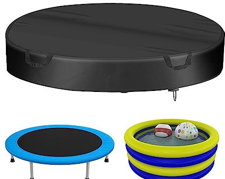 Miake 15ft Round Solar Swimming,Hot Tub Covers With Drawstring Design For Winter Summer,Foldable Outdoor Swimming Pool Dust Cover Windproof Waterproof UV Resistant
