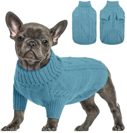 Queenmore Hundepulli Grosse Hunde Wärme Hundepullover Dackel | Pullover Hund Strickmantel mit Zopfmuster Hundepullover Französische Bulldogge, Windhund, Maschinenwaschbar