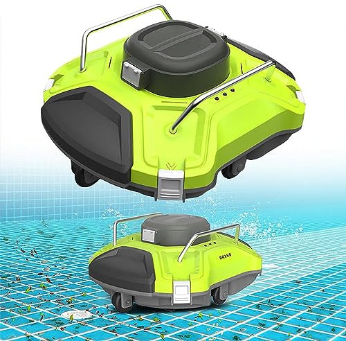 RayGenius Robot Limpiafondos, Escala Paredes, Dura 120 Minutos,IPX8 Resistente Al Agua Limpieza Potente 360 Grados Aspirador AutomáTico De Piscinas Velocidad De Movimiento Adaptable