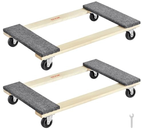 VEVOR Chariot de Déménagement 2PCS Déplace Meubles en Bois Capacité de Charge 454 kg Chacun 762x457,2x130 mm avec 4 Roues Pivotantes en PP Robustes Déménageur Manutention Portable pour Meubles Lourds