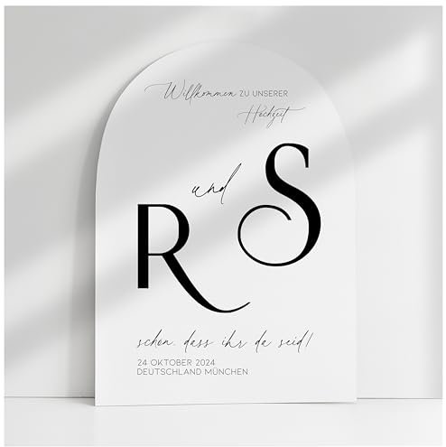 Willkommensschild Acrylglas | 5mm stark | Weiß Matt personalisiert - Made in Germany - Welcome Willkommen Schild für Hochzeit (90x60cm)