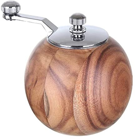PIPONS Salz und Pfeffermühle Runde Salz-Pfeffer-Mühle Aus Holz, Verstellbare Gewürzmühle Mit Kurbel, Für Haus Und Küche Dressing Gewürzspender