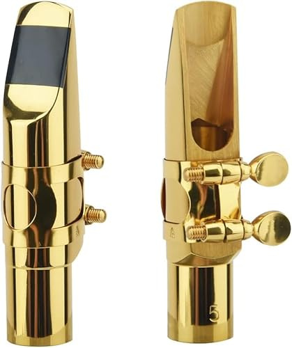 Alto Sax Saxophone Mouthpiece w/Cap & Ligatures, Brass Metal Eb Alto Sax Mouthpieces 5C for Saxophone Professionals and Beginners (7C)