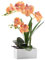 FuleHouzz Artificial Real Touch Orchid Flowers in Pot Fake Phalaenopsis Flower with White Ceramic Vase Faux Orchids Arrangement for Home Table Office Wedding Party Decoration (Orange)