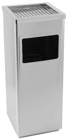 HUOLE Papelera con Cenicero Acero Inoxidable Basura Contenedor Cubo Diseño Elegante Funcional Sofisticado Insertos Extraíbles Robusto Capacidad -Plata (1pc) 30 * 24 * 60cm-48l