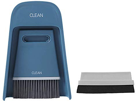 Mini pelle à balayette portable, brosse de nettoyage de bureau, kit d'outils de nettoyage (bleu marine)