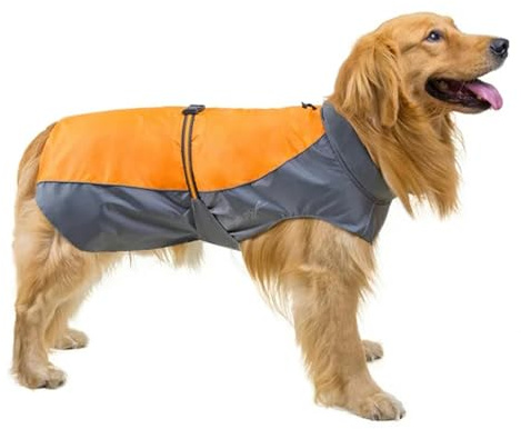 CMZYBBD Hunderegenmantel wasserdichte Kleidung Für Mittlere Große Hunde Labrador Golden Retriever Verstellbarer Regenmantel French-Bulldog Jacke Haustier Poncho-orange-l