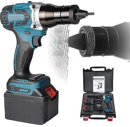 Kit de remachadora eléctrica automática de 26 V y tuerca de remache, accesorio profesional de taladro inalámbrico para un fácil procesamiento de remaches