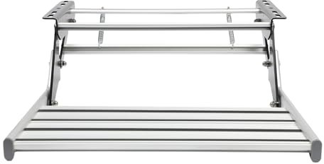 Tritthocker manuell, einfach, mit Schrauben, 54 x 61 x 20 cm, tragbar, für Wohnwagen, Reise, Trailer, Trucks (Silber ohne Licht)