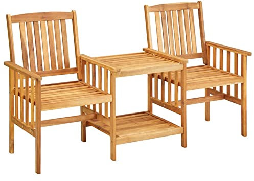 Iiaky Gartenstühle mit Teetisch 159 x 61 x 92 cm Massivholz Akazie Stapelstuhl Balkontisch