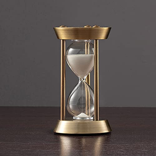 Temporizador Visual, Reloj de Arena de latón y Metal, Temporizador de 1/3/5/10 Minutos, Recuerdo Creativo for gestión del Tiempo, Oficina, Sala de Estar, decoración de Escritorio(White,10 Minutes)