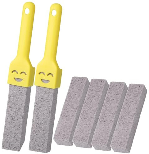 Shirene Bimsstein Toilettenreiniger Pietra Pomice per WC,6 PCS Pietra Pomice con 2 Manici Sostituibili,Disincrostante WC per Rimuovere Gli Anelli di Acqua Dura,Accumulo di Calcio per Pulire il Bagno
