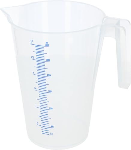 Kerbl Recipiente de medición de plástico de 3 litros con escala, apilable