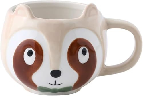 Biigming Taza 3D Mapache Taza de Cerámica Mug Animales 350ml Hecha a Mano para Navidad Cumpleaños día de la Madre Regalo para Niños Amigos Familia (Mapache)