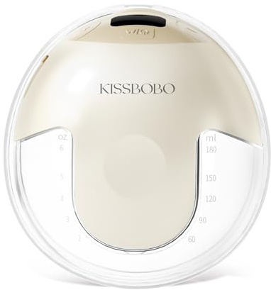 KISSBOBO K5 Tiralatte elettrico, 4 modalità, 19 livelli, senza mani, forte potenza di aspirazione 280 mmHg, aiuta le mamme a produrre più latte (Beige 1 Pezzo)