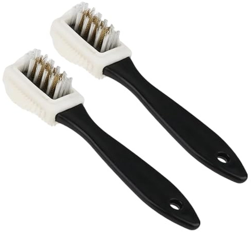 2 Pcs 4-Sided Suede Brush for Shoes Nubuck Cleaner Multifunctional Shoe Brush Brass Nylon Bristles for Leather Boots Trainer Sneaker Shoe Cleaning Care Tool
