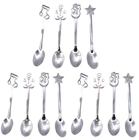 Set di 12 cucchiai natalizi in acciaio inox dal design elegante squisito ampia applicazione comodi guanti da forno divertenti