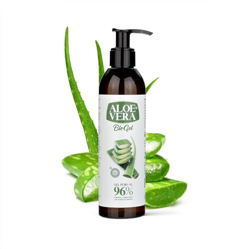 LDM Aloe Vera Bio Gel, 96% Biologico con Acido Ialuronico, Gel Lenitivo Naturale per Pelle, 250ml
