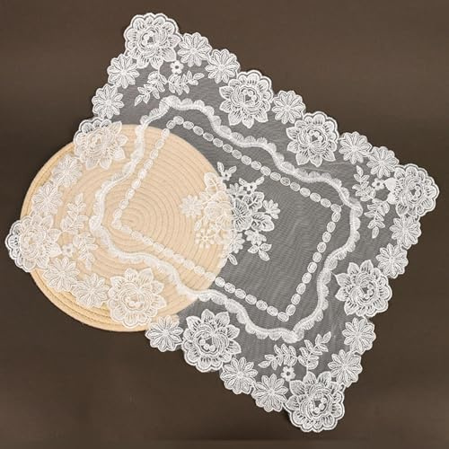 Bestickte Tischsets, 4 Stück, Netzstoff, bestickte Spitze, Nachttisch, Schrank, Dekoration, Foto-Requisiten, 40 x 50 cm