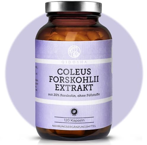 QIDOSHA® Coleus Forskohlii Extrakt, volle 20% Forskolin, 120 Kapseln im Apothekerglas, 400mg je Kapsel, deutsche Fertigung, Wirkstoffgehalt in externem Labor testiert