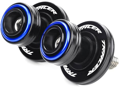 LLIDFONK 6mm Bobbins Für Tracer 9 GT Tracer 7 GT Tracer 900 700 GT 2014-2024 2025 2026 Zubehör Motorrad Schwinge Ständer Spulen Schwingenschutz tracer9gt tracer900gt Montageständer Aluminium (Blau)