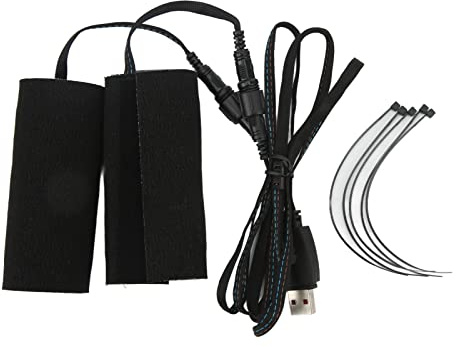 SYUULCOI 2pcs Motorcycle Heated Grip Pads Hook and Loop Fixing IP67 DC 5V USB Port Plug In Electric Heating Pad