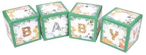 Gatuida Cajas para Bebés Letras Verdes Set de 4 Unidades Decoración para Fiestas de Cumpleaños Infantiles Globos para Shower y Eventos Temáticos de Animales