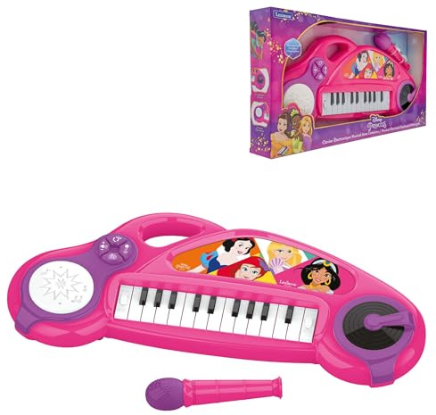 Lexibook Disney Princess Pianoforte elettronico per Bambini con Effetti Luminosi, Microfono, Batteria, Altoparlante Incorporato, brani Demo, Lettore DJ, Rosa/Viola, K704DPLXB