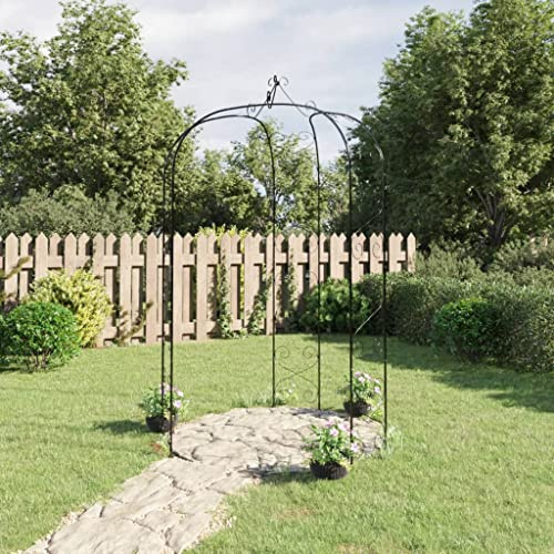 Arche de jardin en acier - Diamètre : 180 x 255 cm - Noir - Pour roses et plantes grimpantes - Décoration d'entrée stable ou passage en extérieur - Avec revêtement en poudre robuste