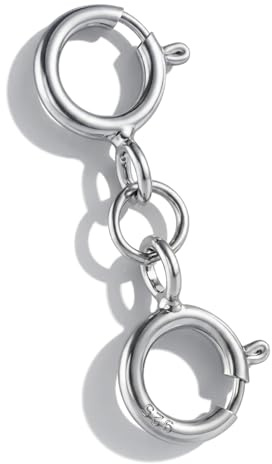 LAURITAMI Argent 925 Fermoir Bracelet Argent, Fermoir à Ressort Double Face et Anneaux Courbés Fermés, Fermoirs pour Bracelet et Collier, Rallonge de Chaîne, Fermoirs pour Bracelets de Cheville