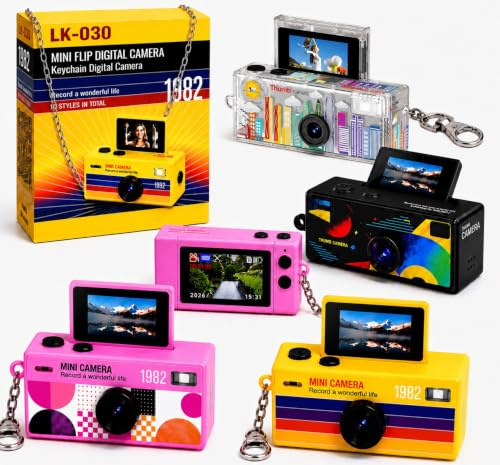 DetailForge Nano Cam G6 LK-030 Mini appareil photo numérique avec fonction selfie, porte-clés avec écran rabattable, design rétro, jusqu'à 128 Go (Mystic Black)
