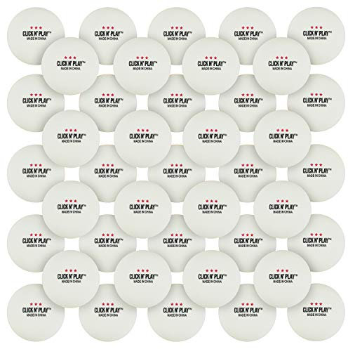 Click n' Play Ping Pong Bälle, 3-Sterne-Premium-Training, Turnierqualität, Tischtennisbälle, weiß, 50 Stück