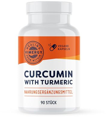 Vimergy Curcumin mit Gelbwurz Kapseln, 30 Einnahmen – Kräuter-Zusätze – Curcuma Kapsel Flüssiger Füllung – Vegane Curcumin & Kurkuma Kapseln – Gentechnik- und Glutenfrei (90 Stk.)
