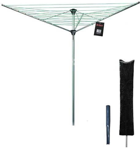 H-LINE 3 Arm 30M Rotary Airer Outdoor Garden Laundry Clothes Washing Line Dryer Folding