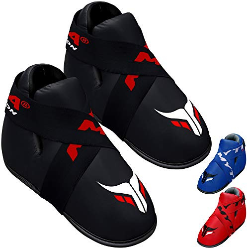 Mytra Fusion Semi Contact Boots – Kickboxing Boots and Foot Pads for Sparring, MMA, Muay Thai, Karate, Training, Fighting and Martial Arts (Black, L)