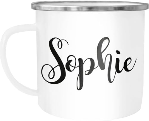 SpecialMe® Emaille-Tasse mit Namen Emaille-Becher personalisierte Geschenke Frauen Mädchen Namensaufdruck Namensbecher Weiss-metall Emailletasse