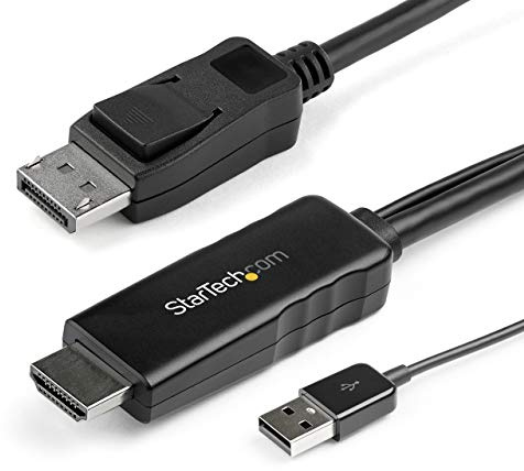 StarTech.com 10 ft. (3m) HDMI to DisplayPort Cable with USB Power - 4K 30Hz Active HDMI 1.4 to DP 1.2 Converter (HD2DPMM10), Black