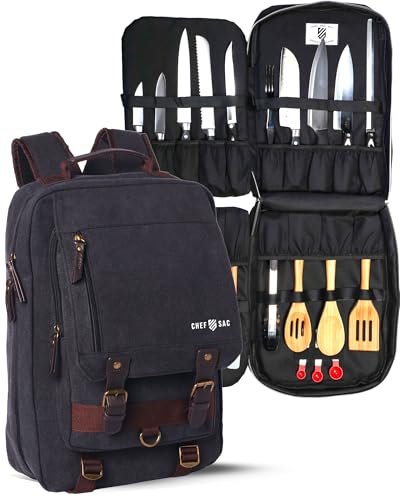 Chef Sac Unisex-Erwachsene (nur Neuheit und Gepäck) Retro Rucksack Tasche für Kochmesser, Schwarz, One-Size
