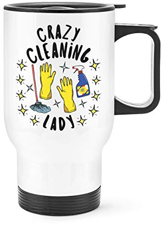 Crazy Cleaning Lady Stars Travel Mug Cup with Handle