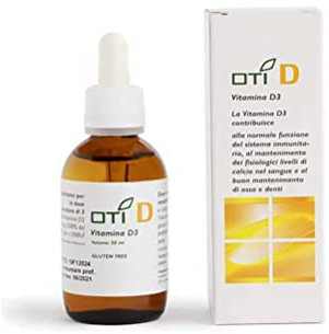 OTI D - Integratore Alimentare Naturale a Base di Vitamina D3 - con Olio di Semi di Girasole - Formato in Gocce da 50 ml - Made in Italy