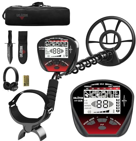 DR.ÖTEK Metal Detector for Adults Professional, Lightweight, Pinpoint & Exclusive Memory Mode, Higher Accuracy, IP68 Waterproof Coil, Bigger Backlit LCD Display, New Advanced DSP Chip