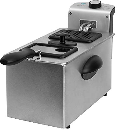 Cecotec Friteuse électrique CleanFry 3000. 2180 W, 3 L en Acier inoxydable avec filtre OilCleaner, Couvercle avec fenêtre pour contrôler la friture et filtre antiodeurs (3000 Full Inox)