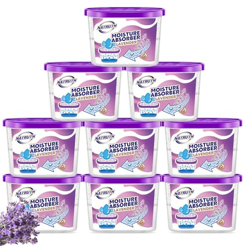 NATRUTH Lot de 9 absorbeurs d'humidité portables de 500 ml pour placard, seau absorbeur d'odeurs, absorbeur d'humidité non parfumé, déshumidificateur d'air propre pour placard