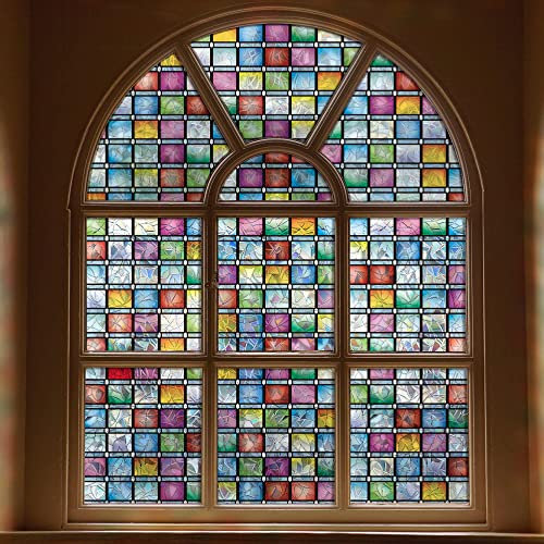 FEOMOS Buntglas Fensterfolie, Sichtschutzfolie für Fenster, Regenbogen-Tönung, Statische Fensterfolie Selbsthaftend, Dekorative Fensteraufkleber für Zuhause, UV-beständig 44x300 cm
