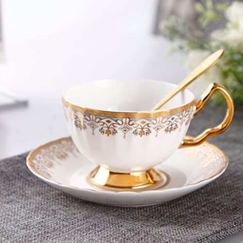 ZOGBX Juego De Tazas De Cafe,Juegos Tazas Te Porcelana Inglesa,Conjunto De Taza De Té Floral,Juego De Tazas De La Tarde Inglesa Vintage,Regalo Dulce For Mamá, Mujeres,Familia (Color : White)